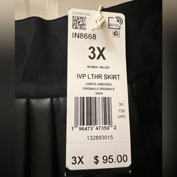 NWT Ivy Park x Adidas Ivy Noir Pleated Faux Leather Skirt 3X - Picture 6 of 7